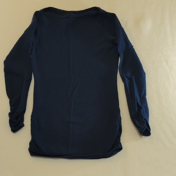 Women's Deep Blue Merino Wool Sweater - Picture 2 of 9